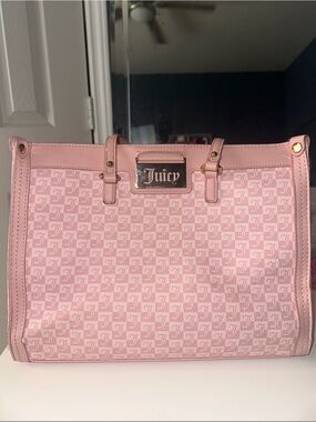 Juicy Couture Light Pink Monogram Tote with Gold Plate